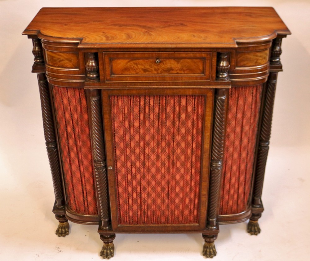 Fine Regency Mahogany 1 Door Shaped Side Cabinet View II