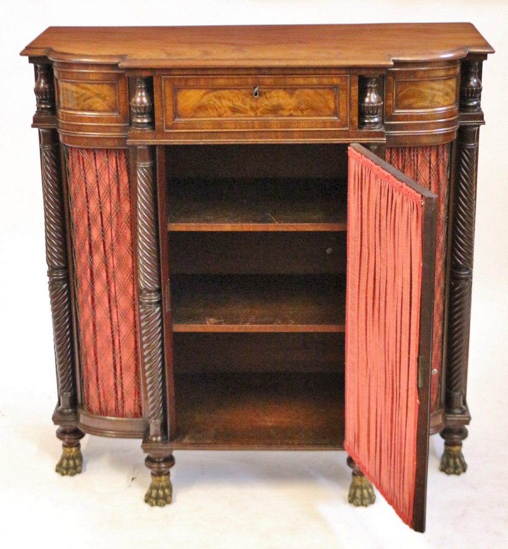 Fine Regency Mahogany 1 Door Shaped Side Cabinet View III