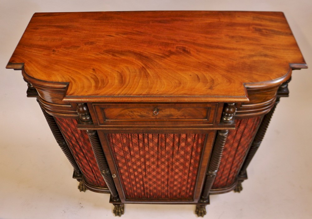 Fine Regency Mahogany 1 Door Shaped Side Cabinet View IV