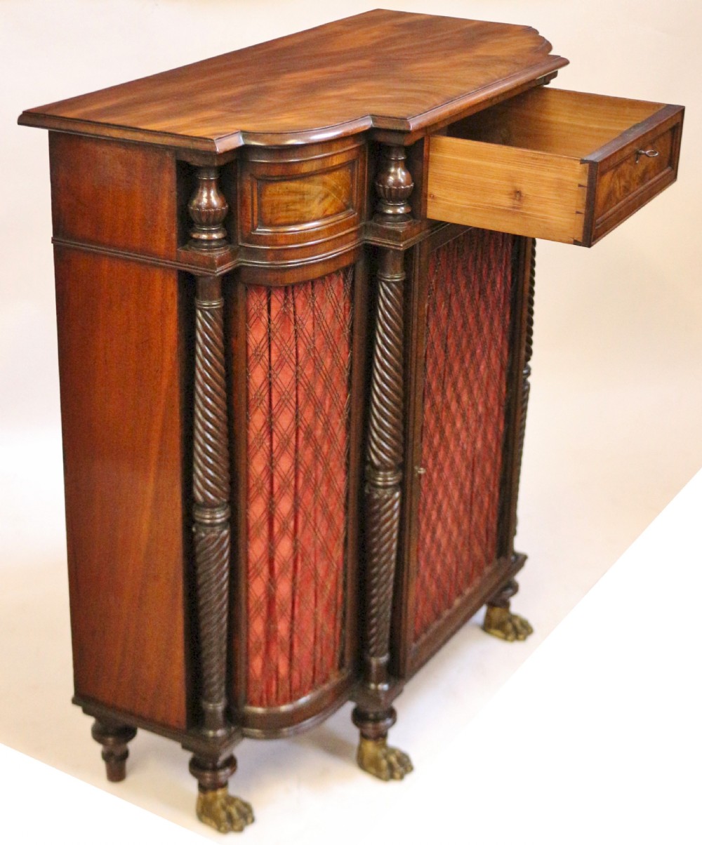 Fine Regency Mahogany 1 Door Shaped Side Cabinet View VI