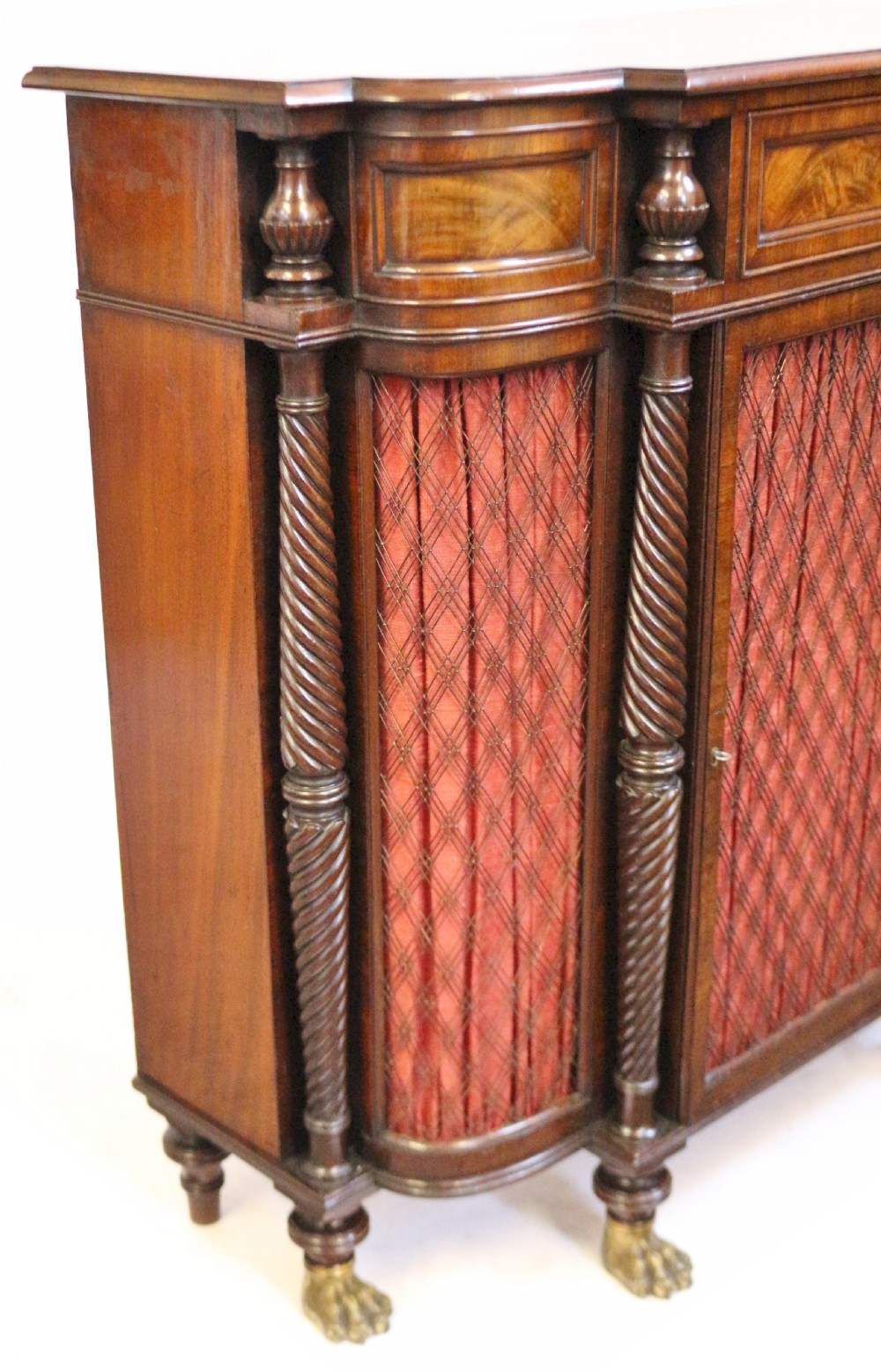 Fine Regency Mahogany 1 Door Shaped Side Cabinet View X