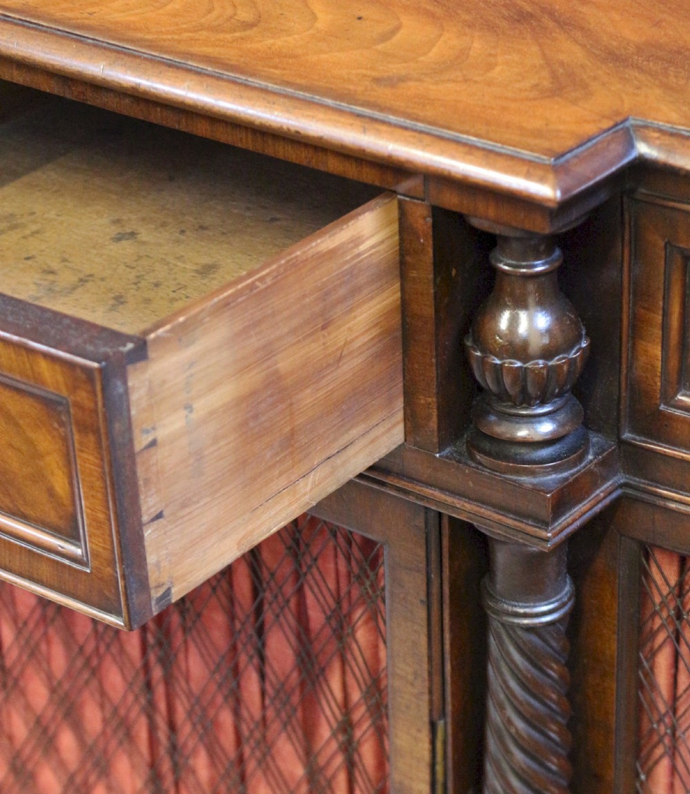 Fine Regency Mahogany 1 Door Shaped Side Cabinet View XV