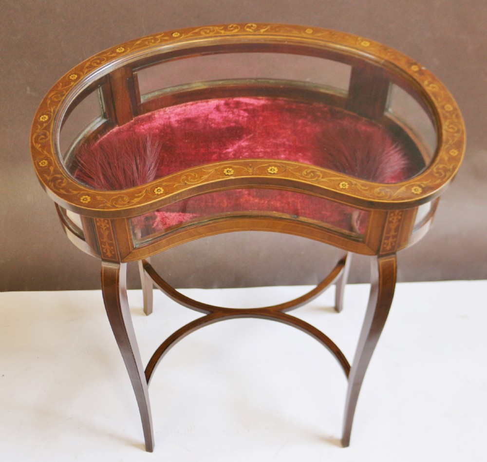 Edwardian Inlaid Mahogany Kidney Shaped Bijouterie Table View III