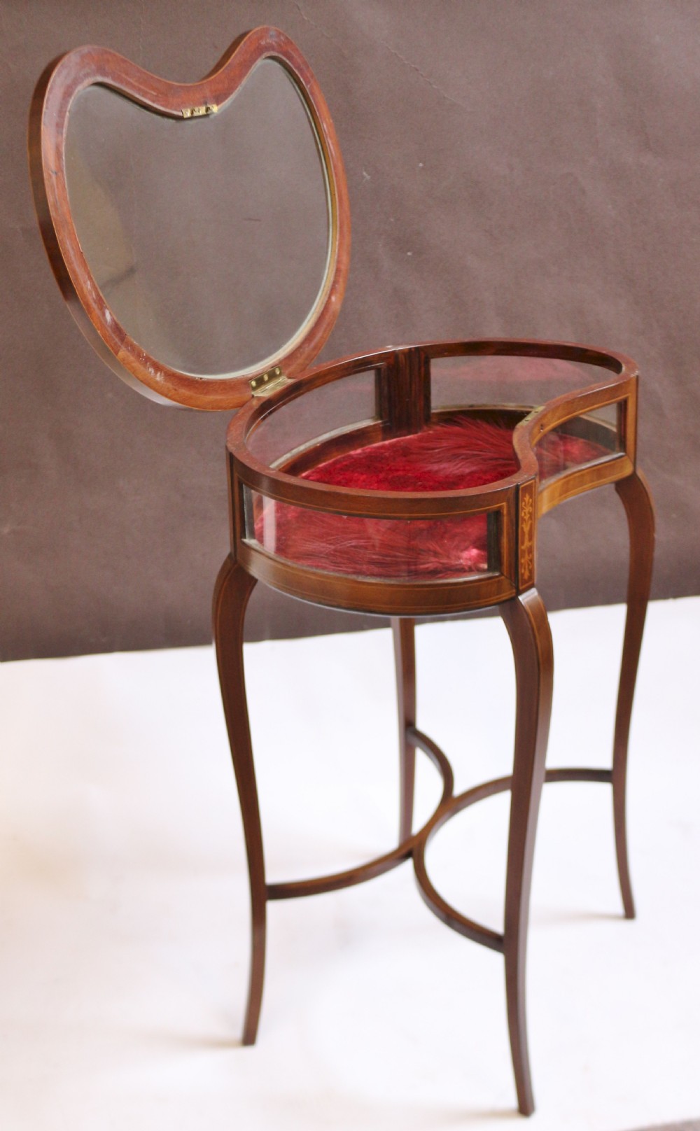 Edwardian Inlaid Mahogany Kidney Shaped Bijouterie Table View IV