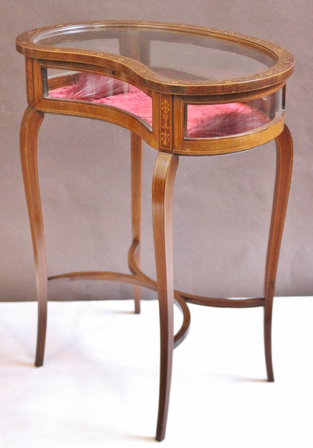 Edwardian Inlaid Mahogany Kidney Shaped Bijouterie Table View V