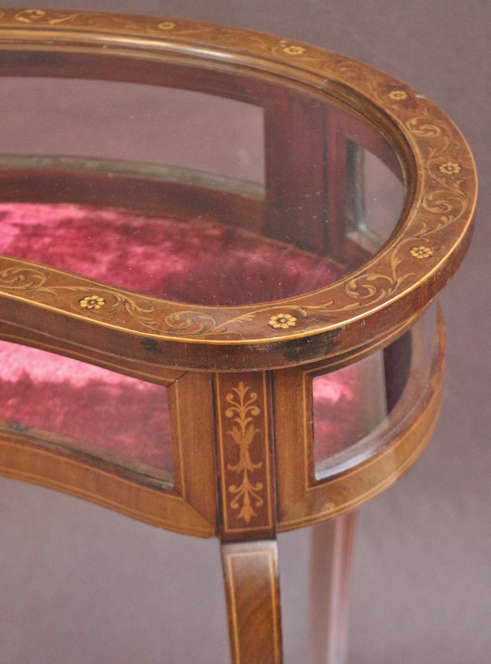 Edwardian Inlaid Mahogany Kidney Shaped Bijouterie Table View VI