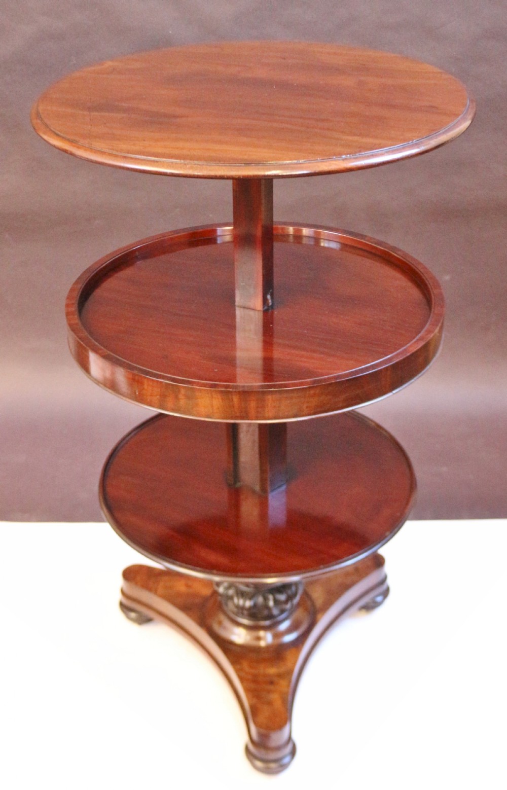 William 1V Mahogany Pedestal 3 Tier Collapsible Dumb Waiter View II