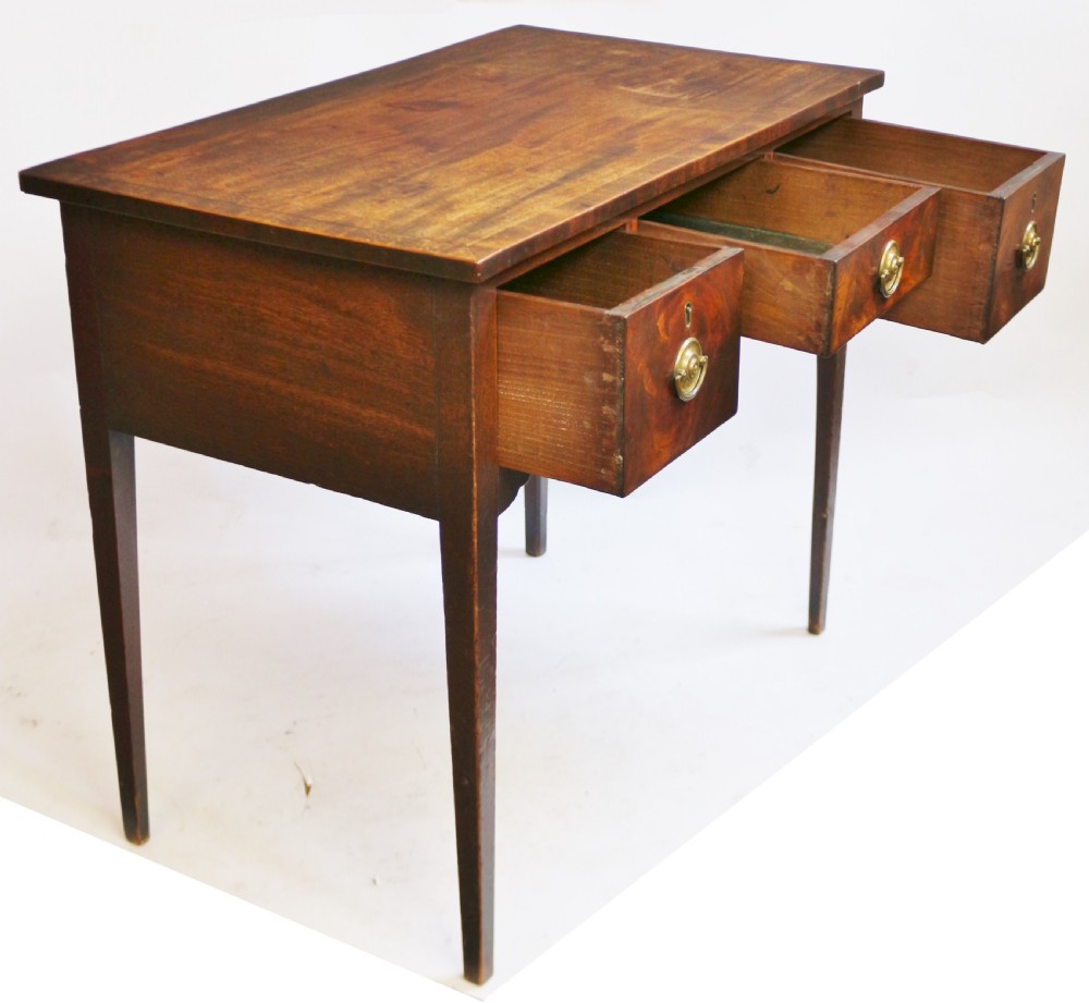 George 111 Mahogany 3 Drawer Kneehole Side Table View VI