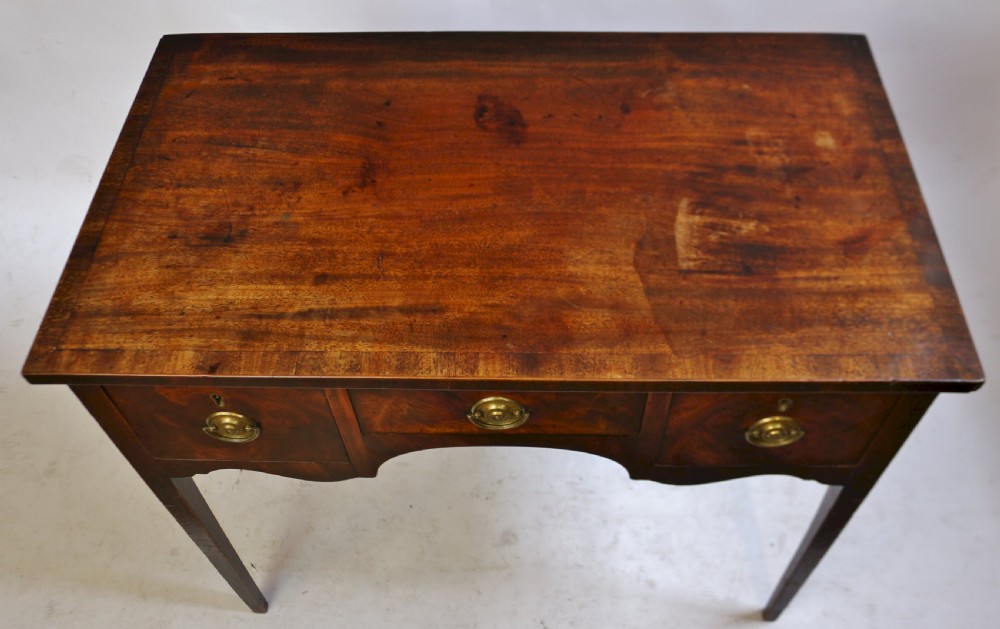 George 111 Mahogany 3 Drawer Kneehole Side Table View VIII