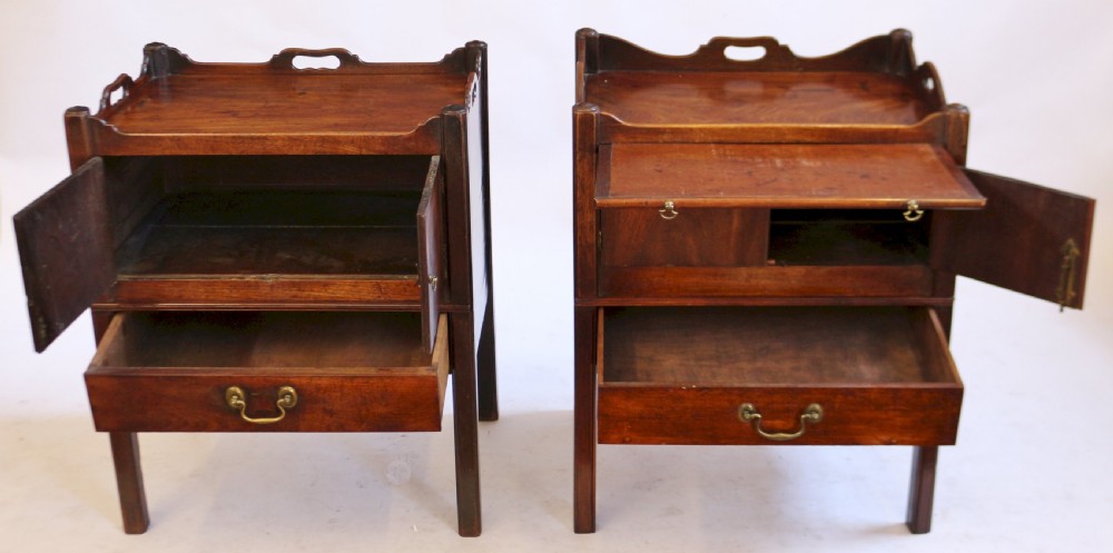 George 111 Mahogany Near Pair of Tray Top Bedside Cupboards View II