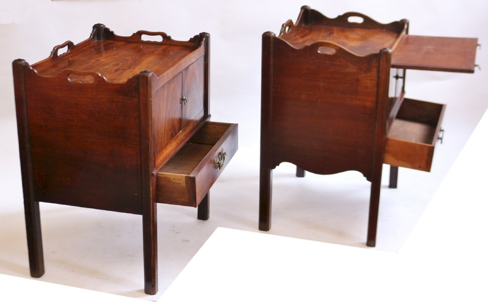 George 111 Mahogany Near Pair of Tray Top Bedside Cupboards View III