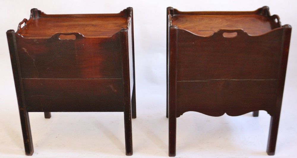 George 111 Mahogany Near Pair of Tray Top Bedside Cupboards View V
