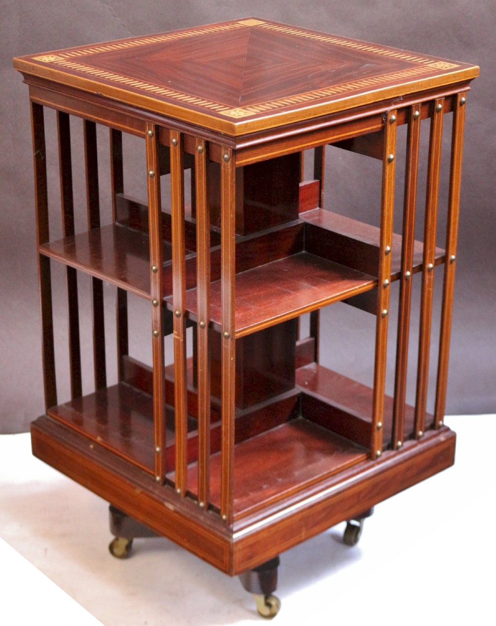 Edwardian Inlaid Mahogany Revolving Bookcase by Maple & Co