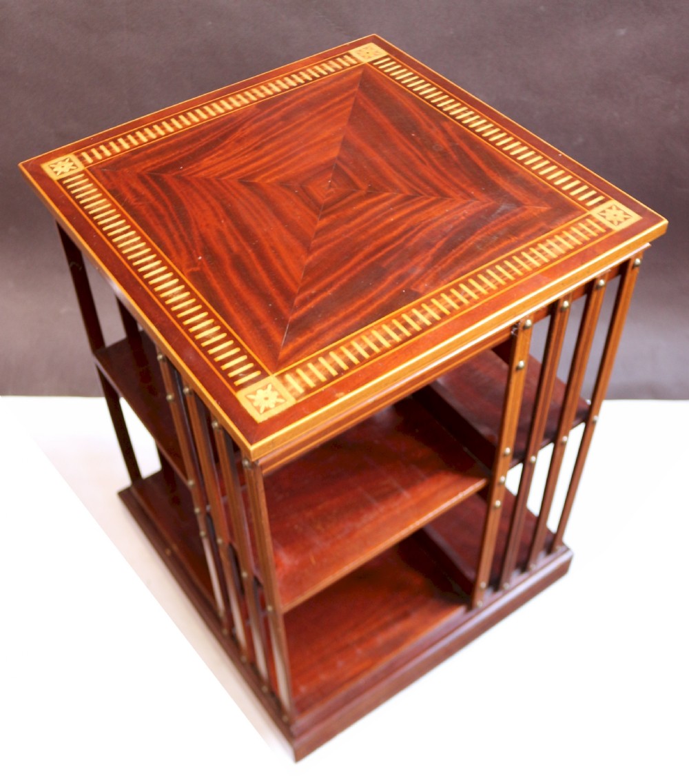 Edwardian Inlaid Mahogany Revolving Bookcase by Maple & Co View IV