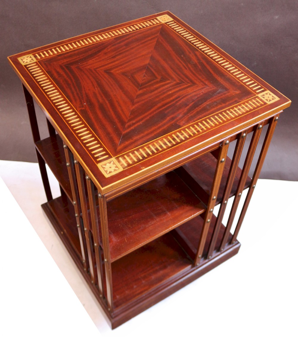 Edwardian Inlaid Mahogany Revolving Bookcase by Maple & Co View V