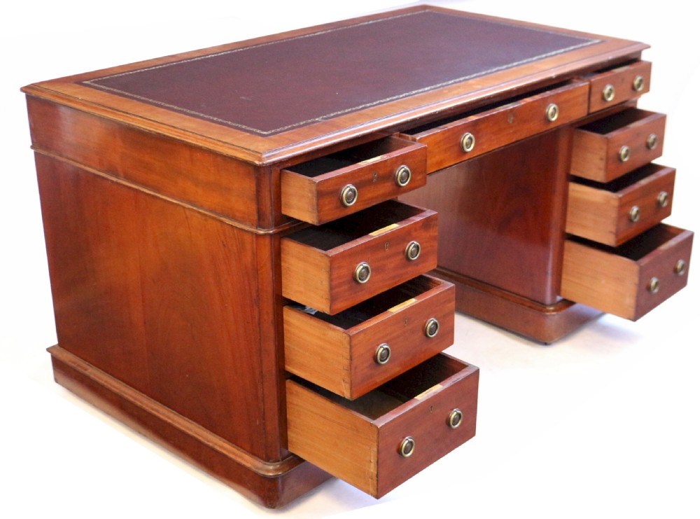 Victorian Mahogany 3 Part 9 Drawer Kneehole Desk View II