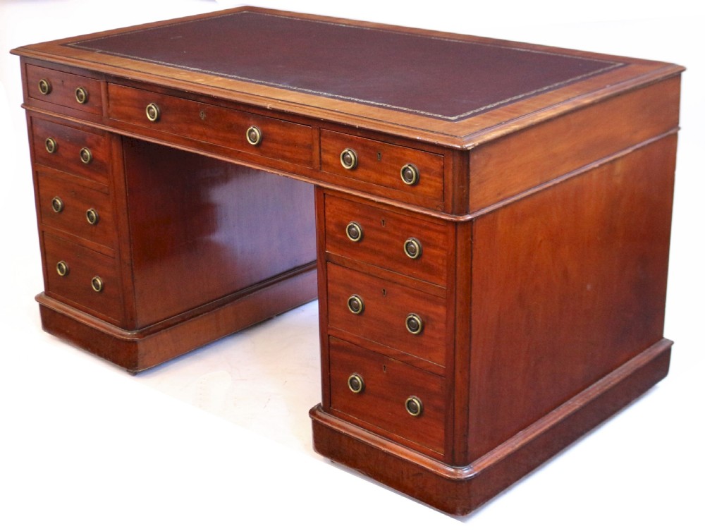Victorian Mahogany 3 Part 9 Drawer Kneehole Desk View VI
