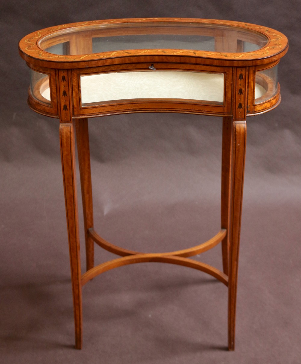 Edwardian Inlaid Satinwood Kidney Shaped Bijouterie Table View II