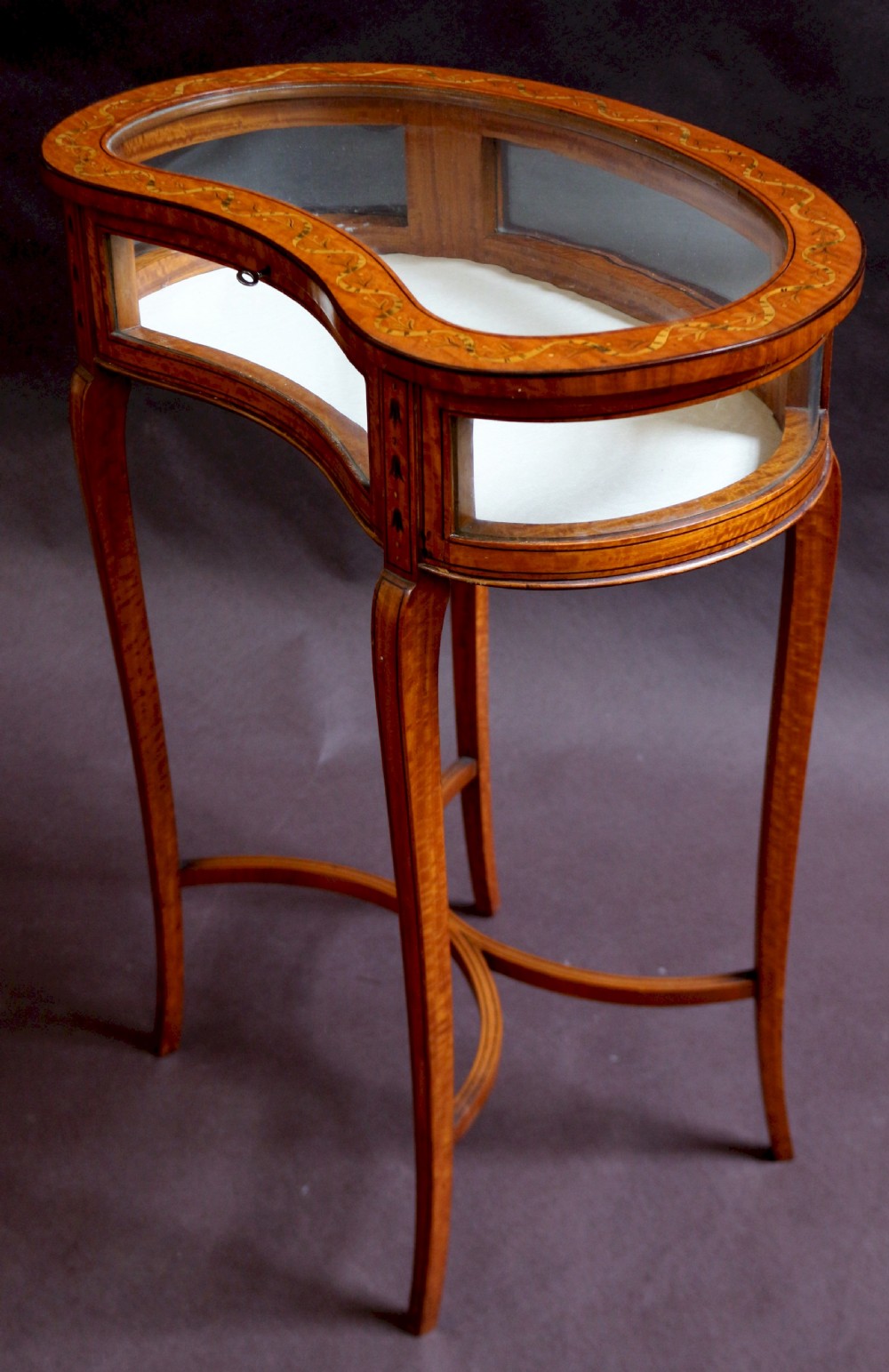 Edwardian Inlaid Satinwood Kidney Shaped Bijouterie Table View IV