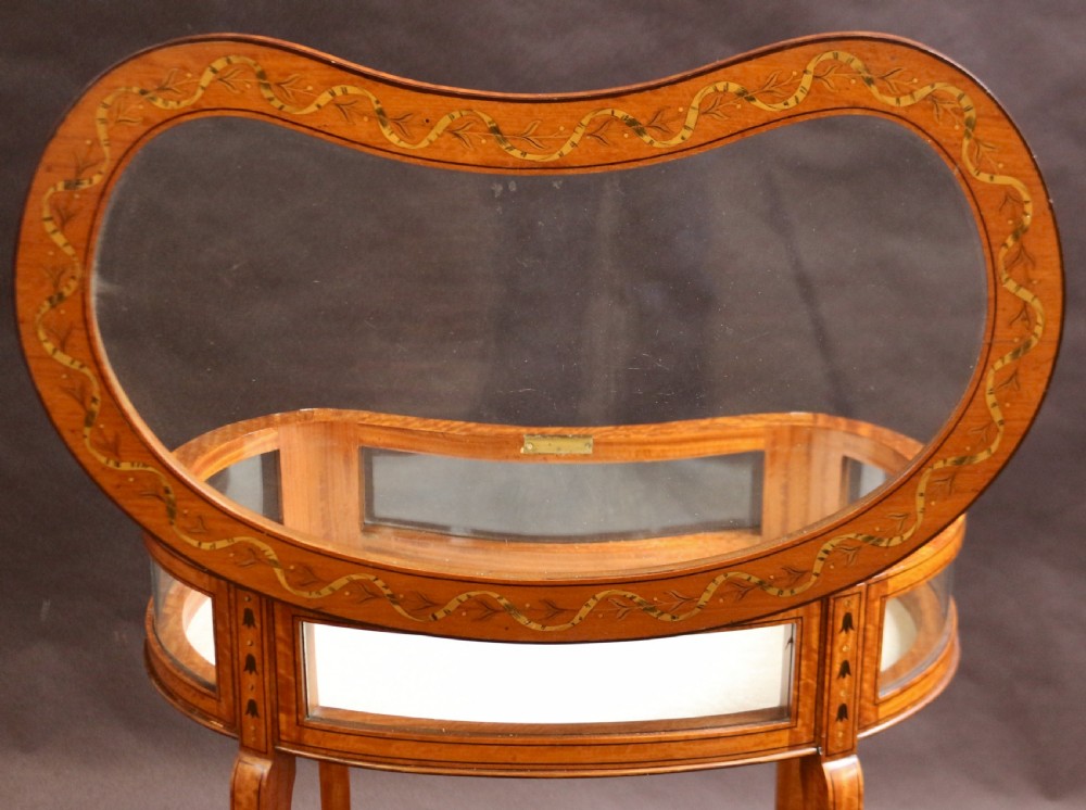 Edwardian Inlaid Satinwood Kidney Shaped Bijouterie Table View VIII