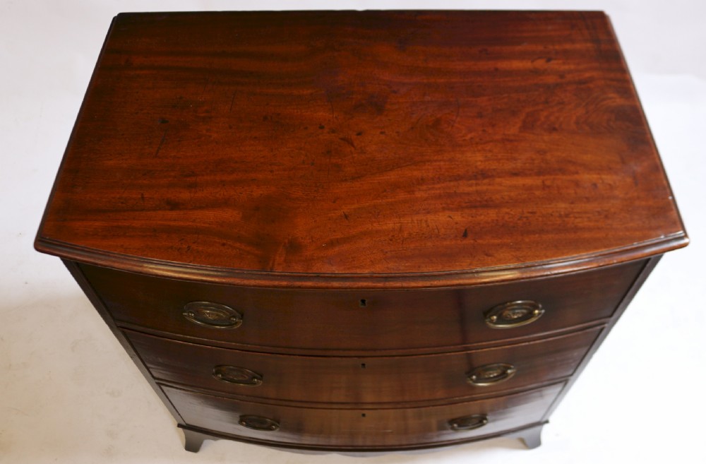 George 111 Mahogany Small 3 Drawer Bow Front Chest View V