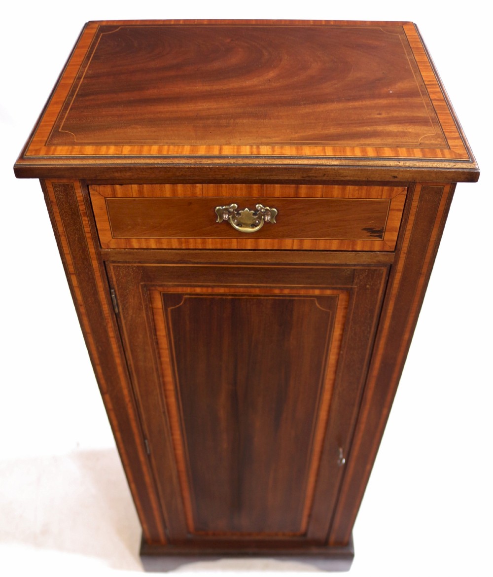 Edwardian Satinwood Banded Mahogany 1 Door Cupboard View VI