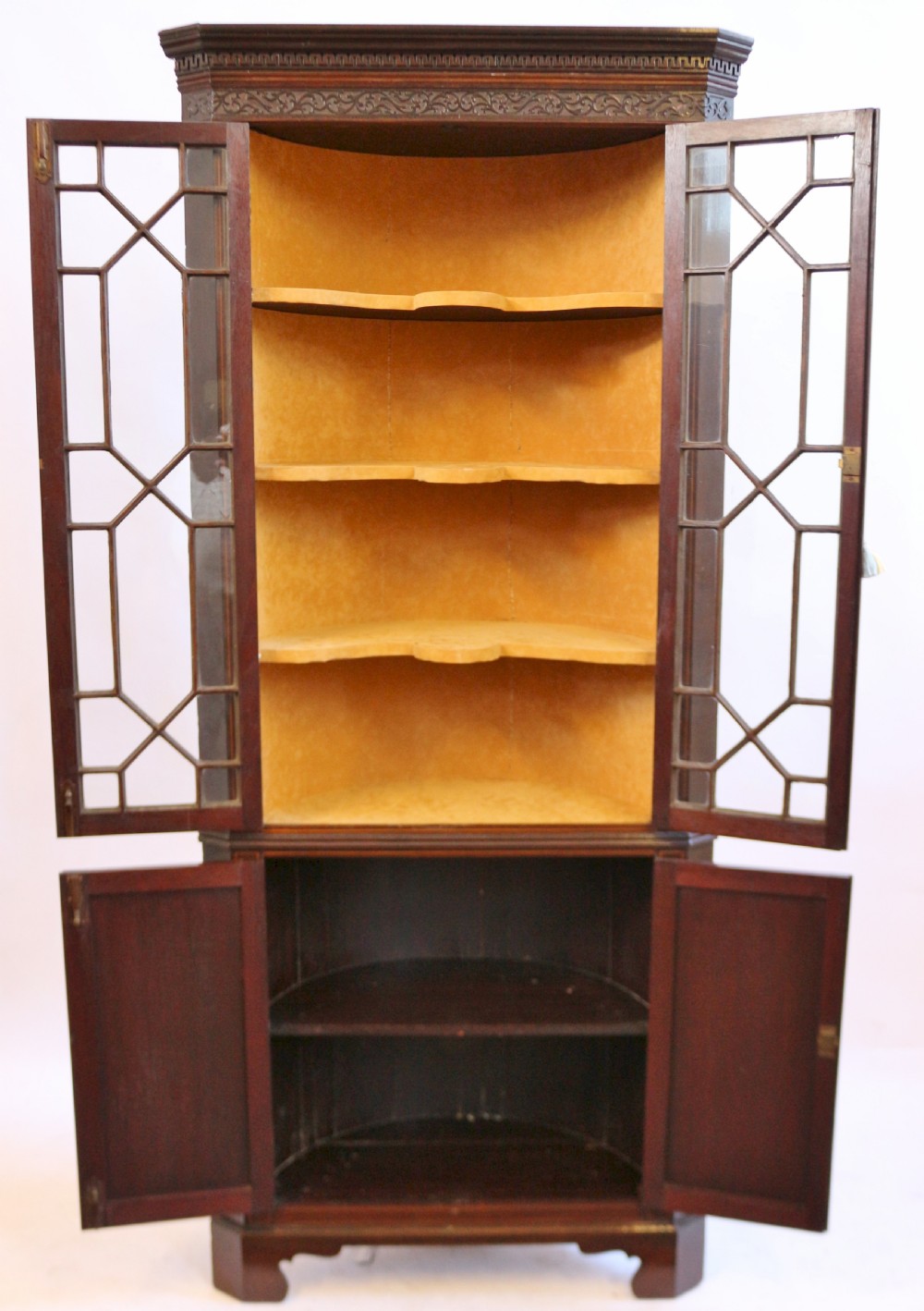 Late 19C Inlaid Mahogany Freestanding Corner Cabinet View IV