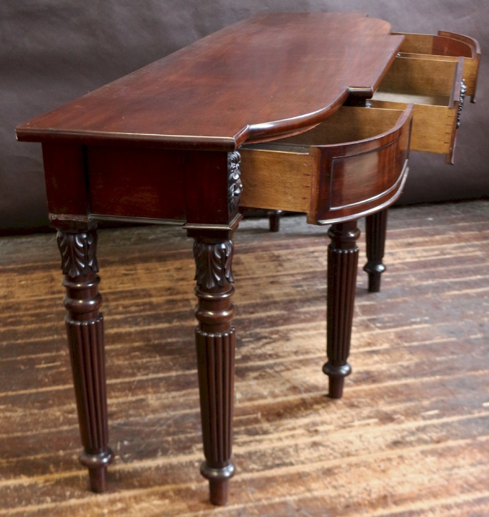 George 1V Mahogany Breakfront Bow End 3 Drawer Serving Table View II