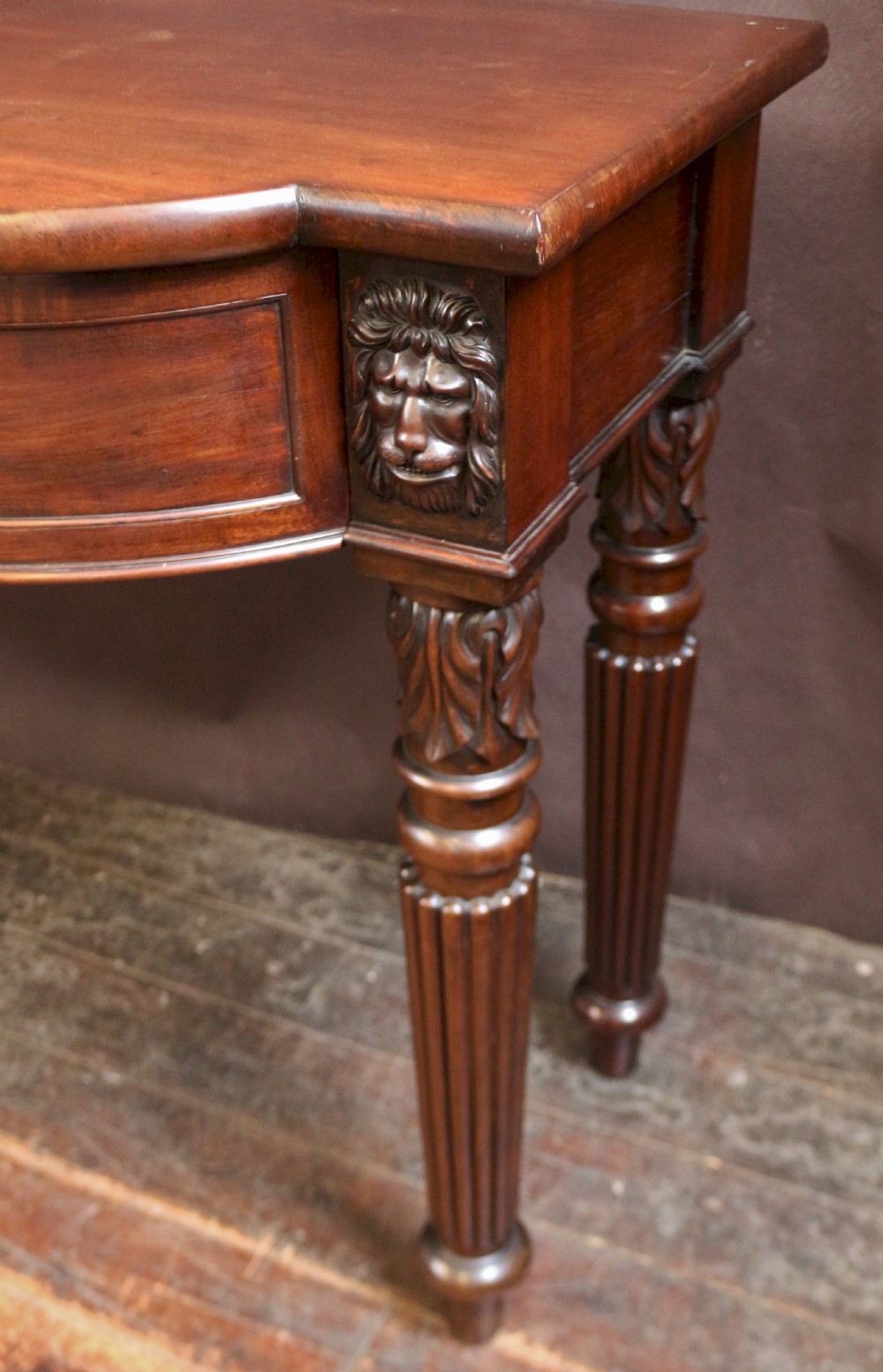 George 1V Mahogany Breakfront Bow End 3 Drawer Serving Table View X