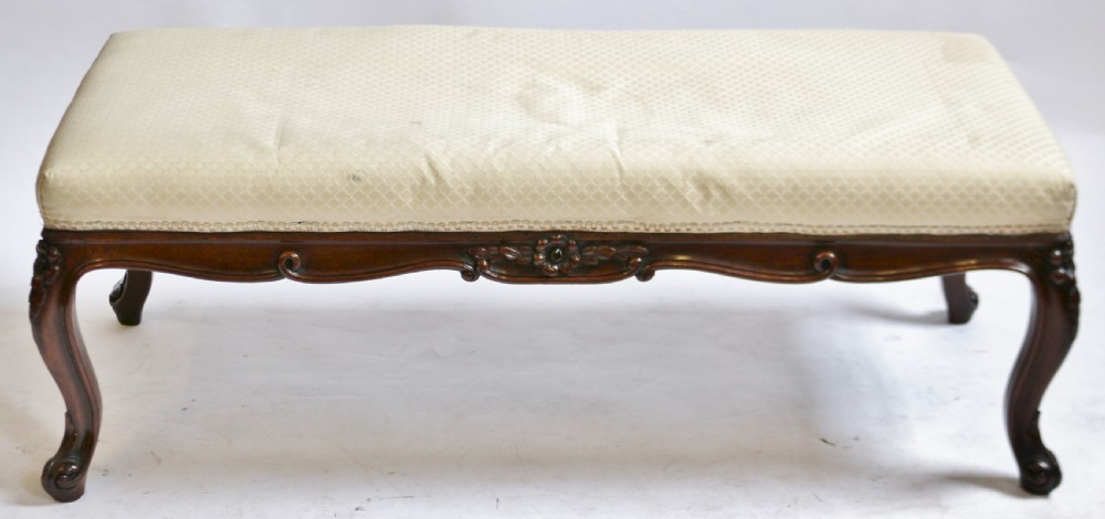 Victorian Mahogany Stool on Carved Cabriole Legs