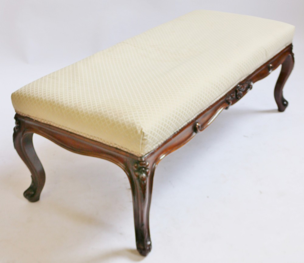 Victorian Mahogany Stool on Carved Cabriole Legs View II