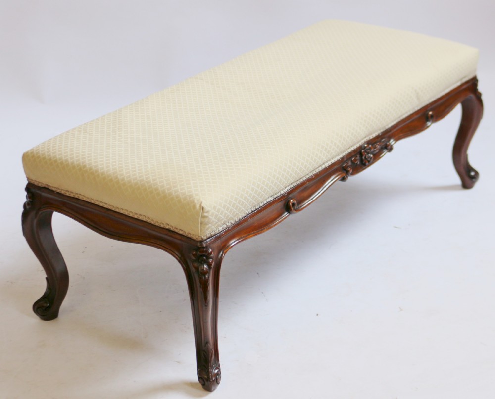Victorian Mahogany Stool on Carved Cabriole Legs View III