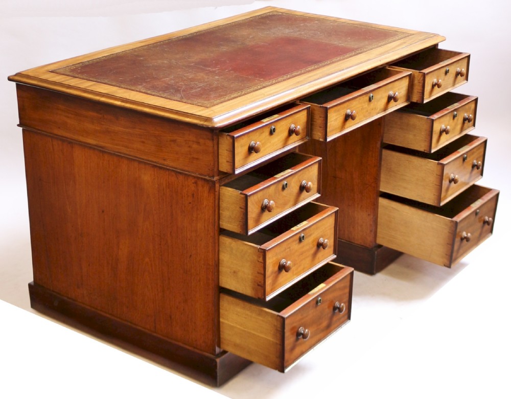Victorian 9 Drawer 3 Part Mahogany Kneehole Desk View II