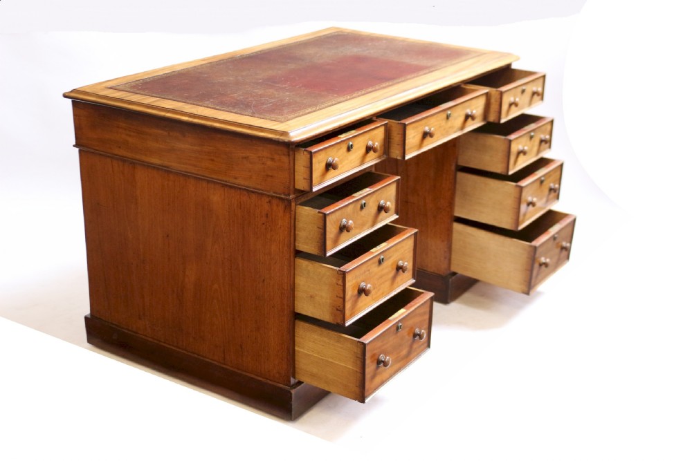 Victorian 9 Drawer 3 Part Mahogany Kneehole Desk View III