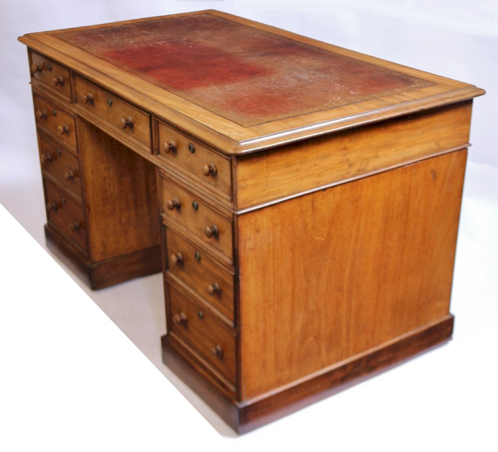 Victorian 9 Drawer 3 Part Mahogany Kneehole Desk View IV