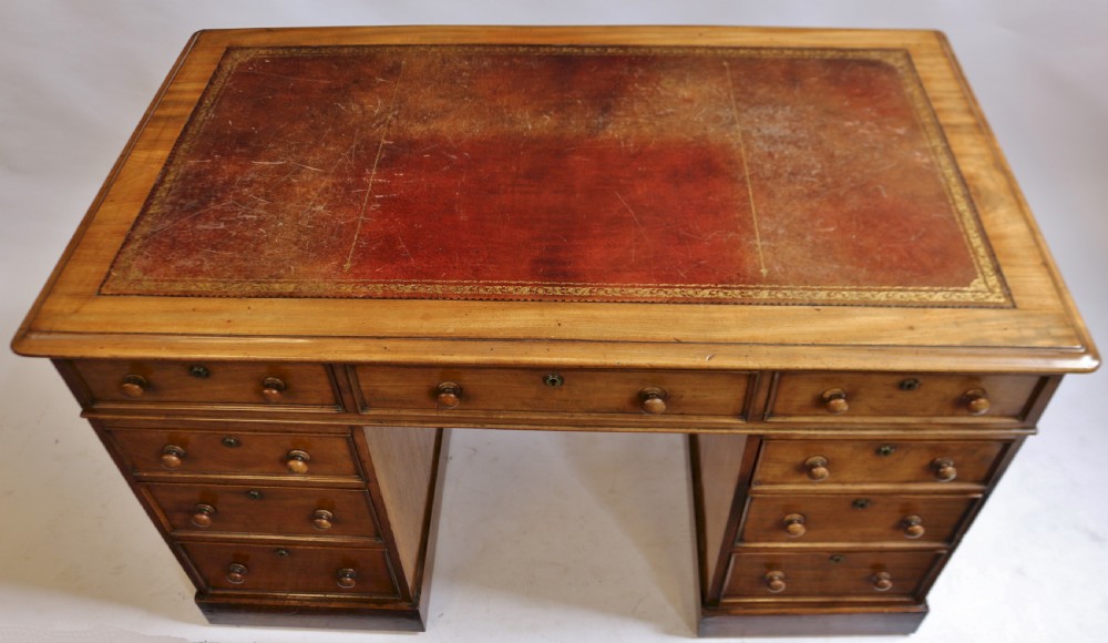 Victorian 9 Drawer 3 Part Mahogany Kneehole Desk View V