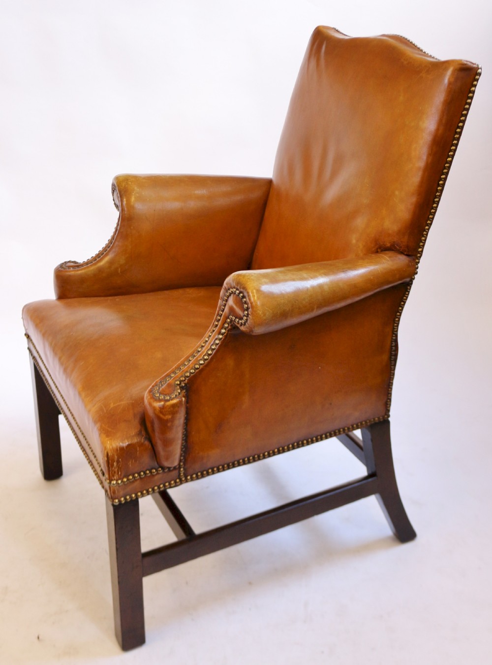 19C Mahogany and Leather Armchair View II