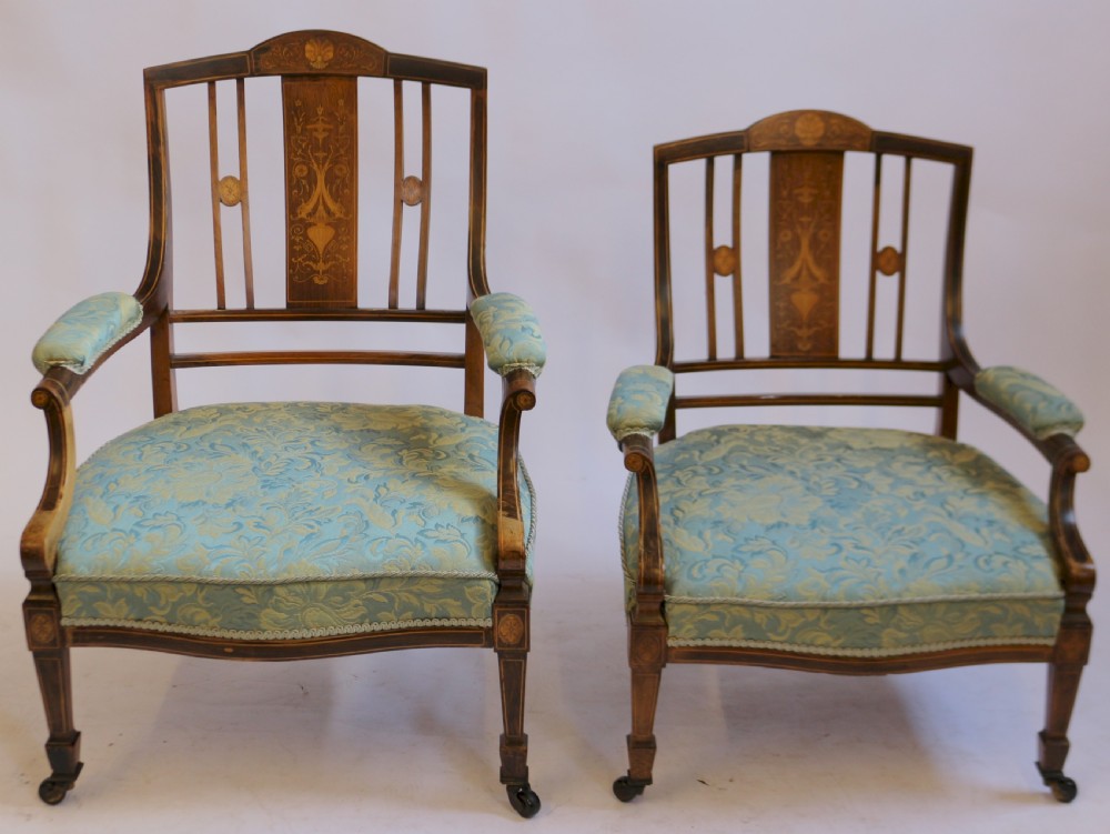 Edwardian Inlaid Rosewood 7 Piece Parlour Suite View III