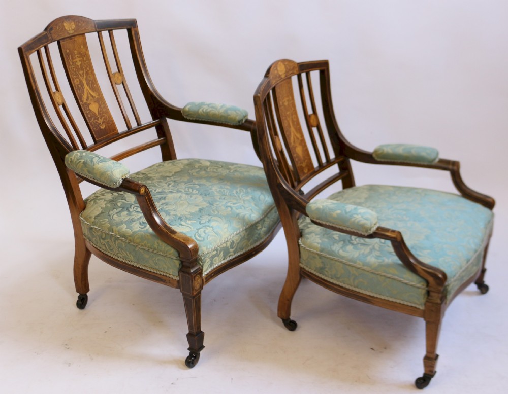 Edwardian Inlaid Rosewood 7 Piece Parlour Suite View IV