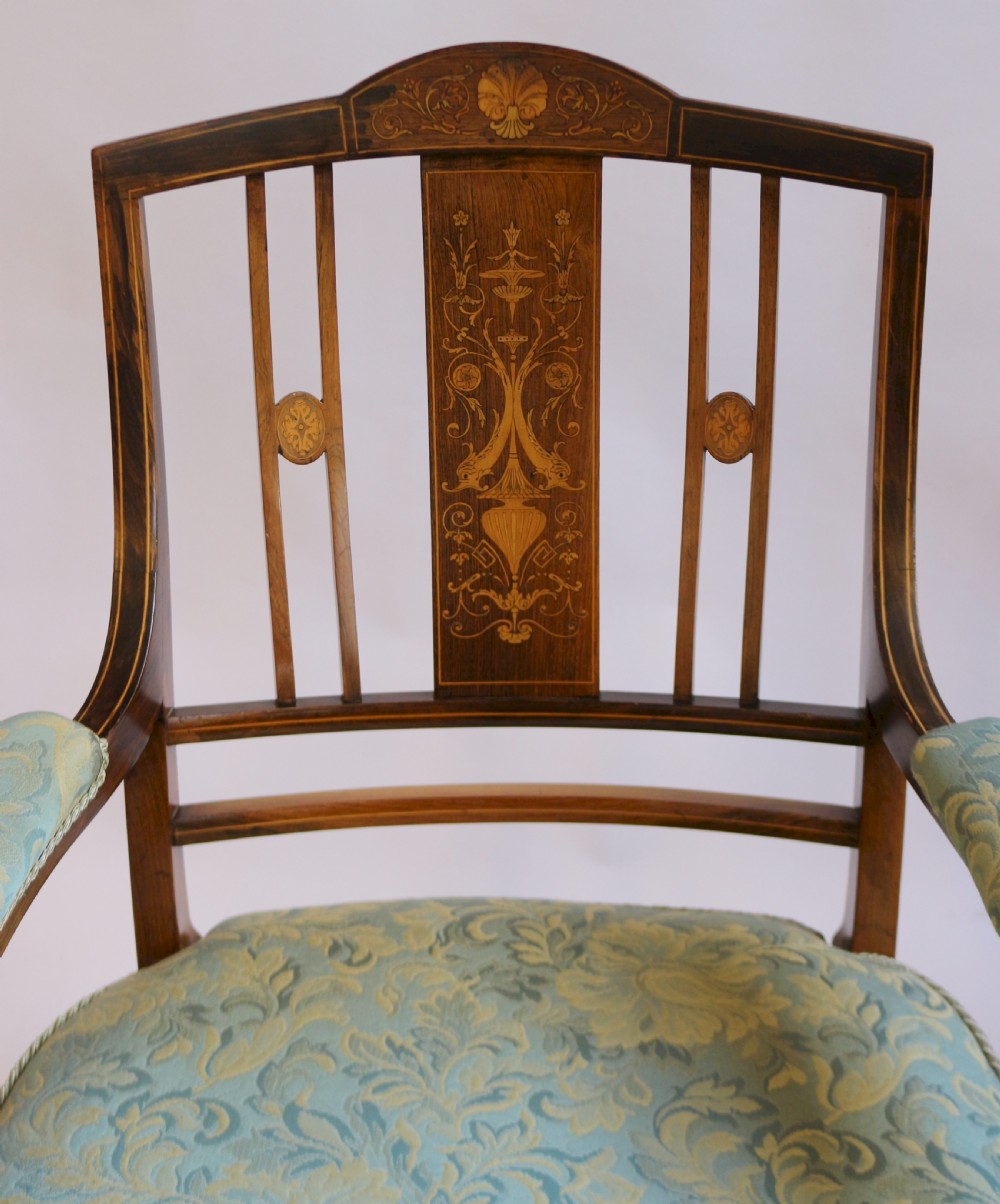 Edwardian Inlaid Rosewood 7 Piece Parlour Suite View XV