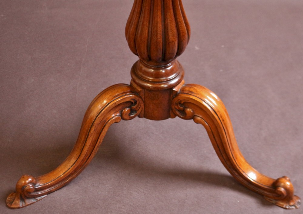 Victorian Satinwood and Rosewood Marquetry Inlaid Pedestal Tripod Table View VI