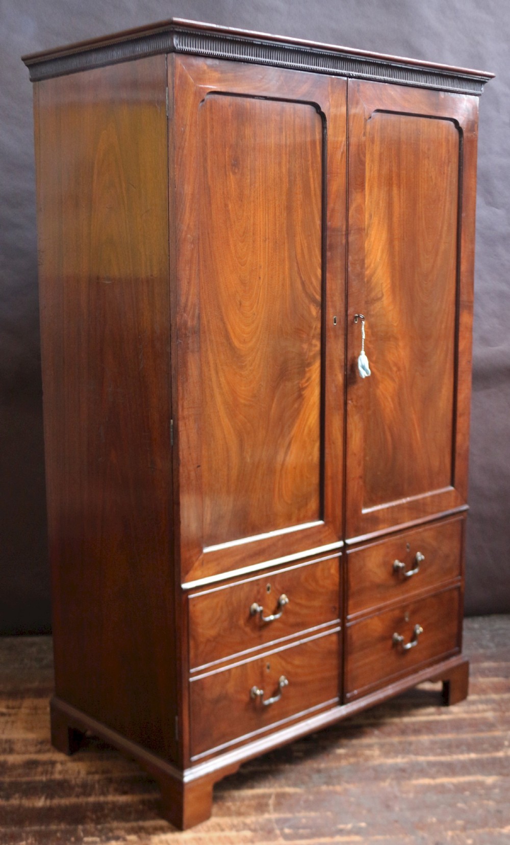 George 111 Figured Mahogany 2 Door Wardrobe View III