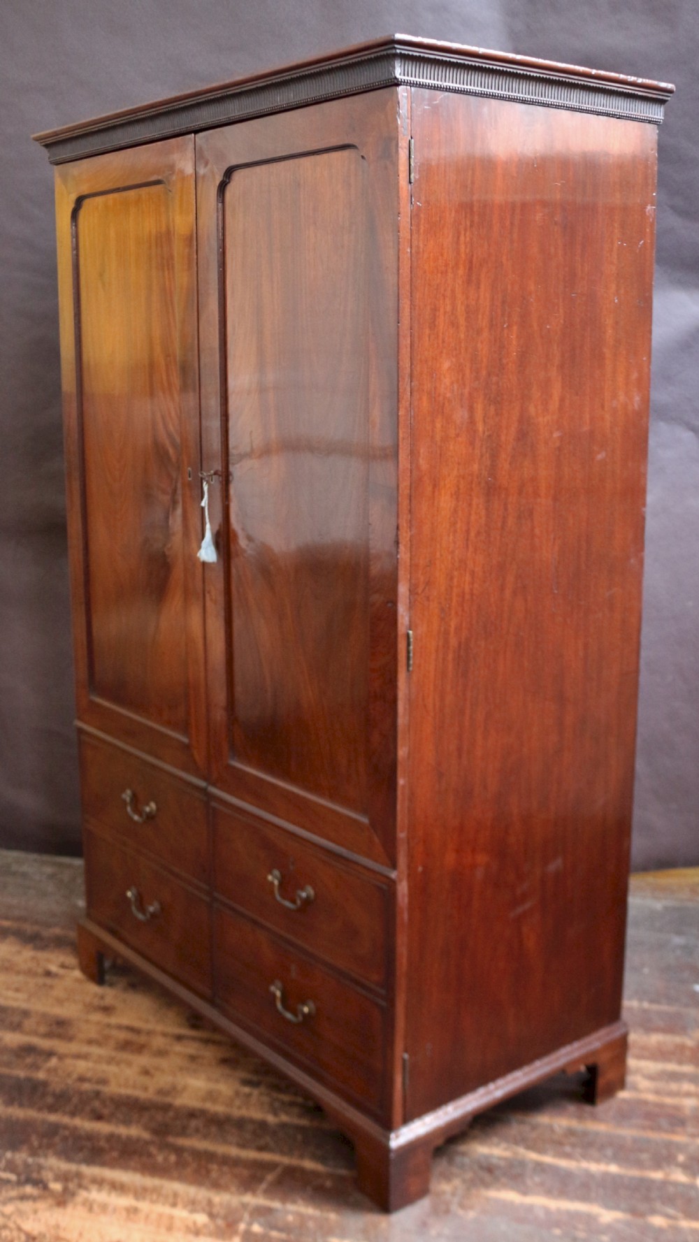 George 111 Figured Mahogany 2 Door Wardrobe View IV