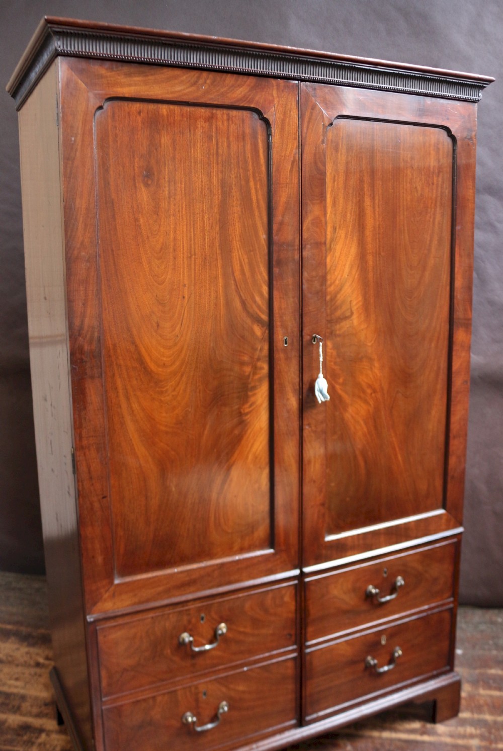 George 111 Figured Mahogany 2 Door Wardrobe View XI