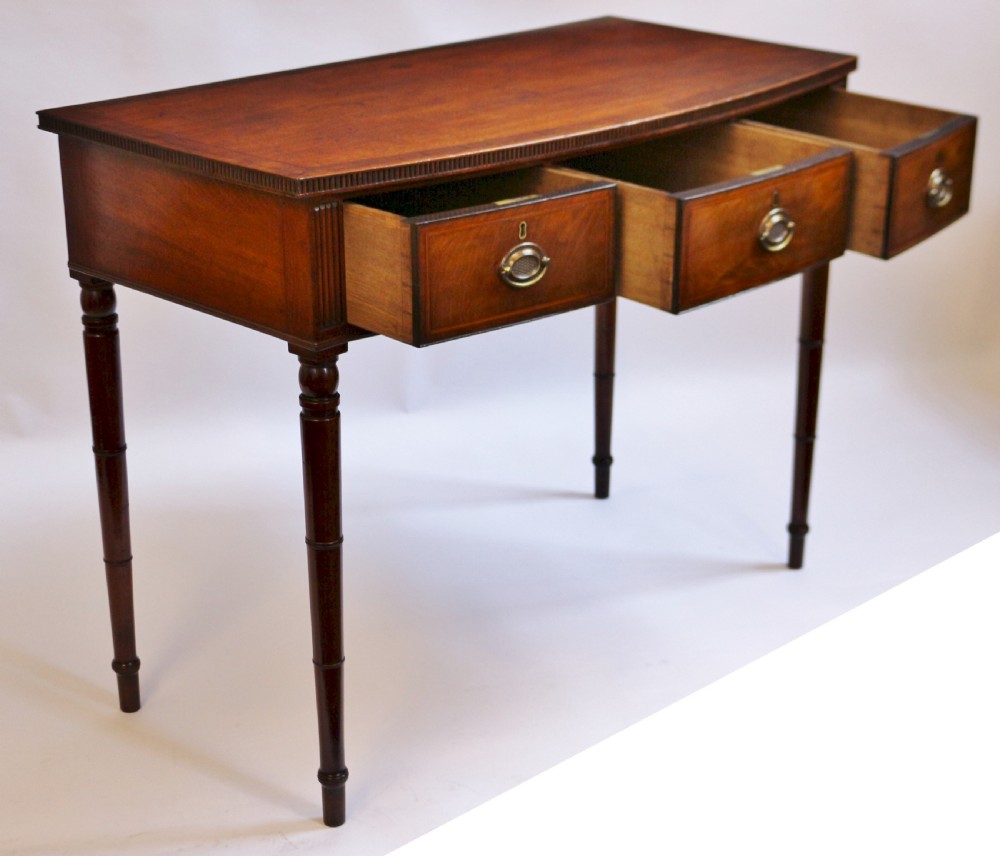 George 111 Mahogany 3 Drawer Bowfront Side Serving Table View II