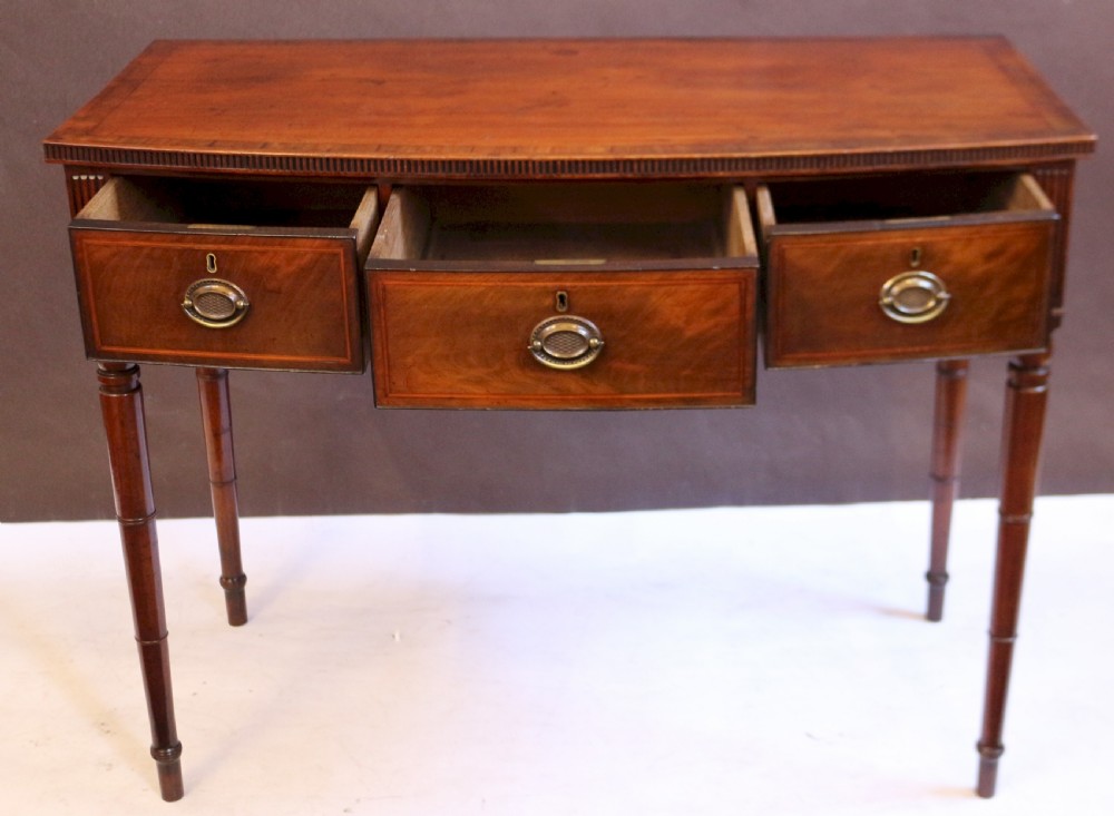 George 111 Mahogany 3 Drawer Bowfront Side Serving Table View IV