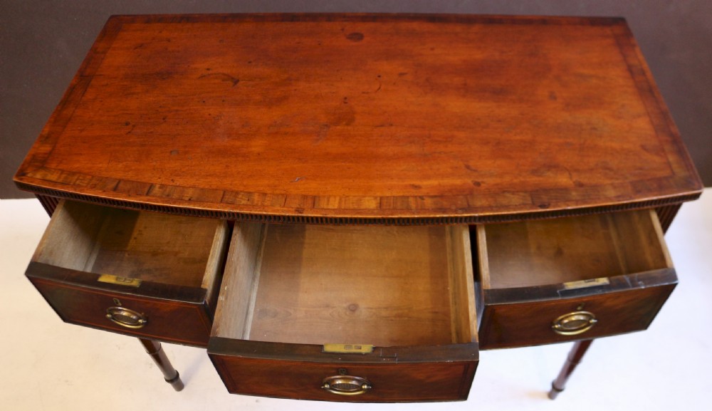 George 111 Mahogany 3 Drawer Bowfront Side Serving Table View V