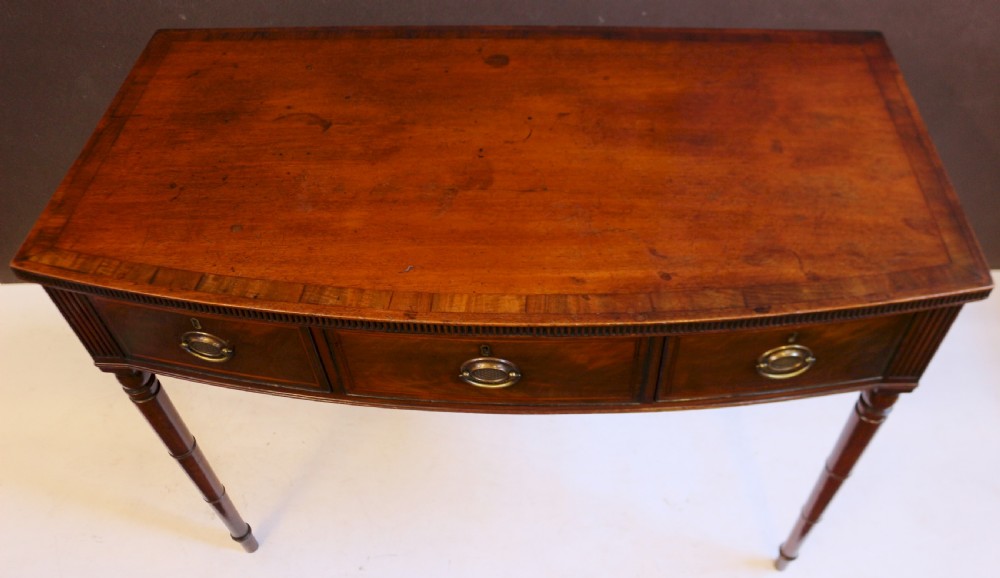George 111 Mahogany 3 Drawer Bowfront Side Serving Table View VI