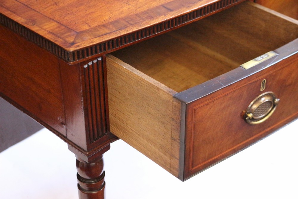George 111 Mahogany 3 Drawer Bowfront Side Serving Table View VII
