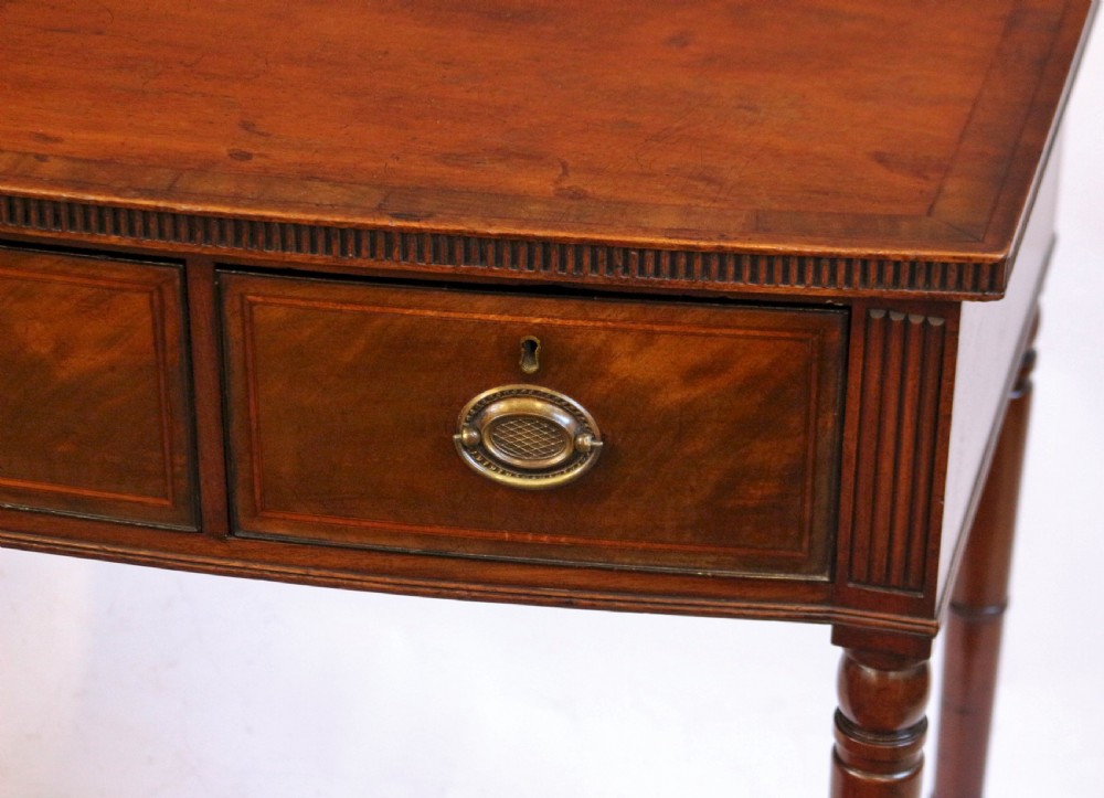 George 111 Mahogany 3 Drawer Bowfront Side Serving Table View VIII